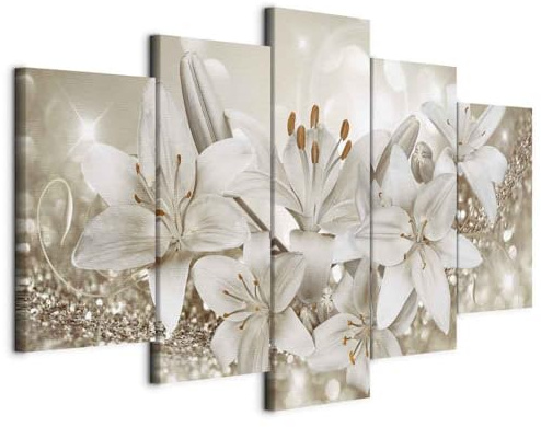B&D XXL - Quadri Moderni Camera da Letto Grandi, Astratto Natura, 100x50 cm | Chiodi Inclusi, 5 Pezzi, Quadro Moderno, Canvas con Struttura, Componibili, Resistenti Allo Sbiadimento, Produzione Europea