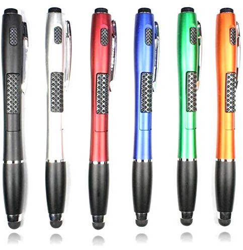 Stylus Pen [6 Pcs], 3-in-1 Multi-Function Touch Screen Pen (Stylus + Ballpoint Pen + LED Flashlight) for Smartphones Tablets iPad iPhone Samsung etc