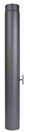 LANZZAS Tubo per stufa, 1000 mm, prolunga con patta, diametro 120 mm, colore: grigio ghisa, tubo del fumo con valvola a farfalla