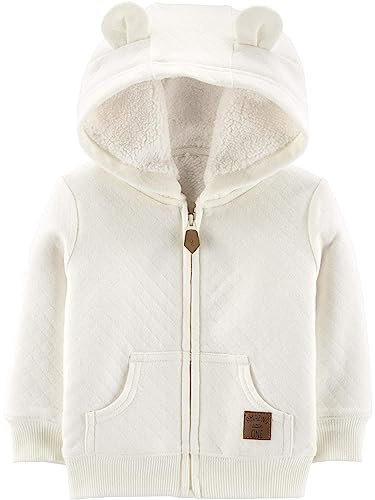 Simple Joys by Carter's Veste Sweater à Capuche Doublure Sherpa Mixte Bébé, Avoine, 12 mois