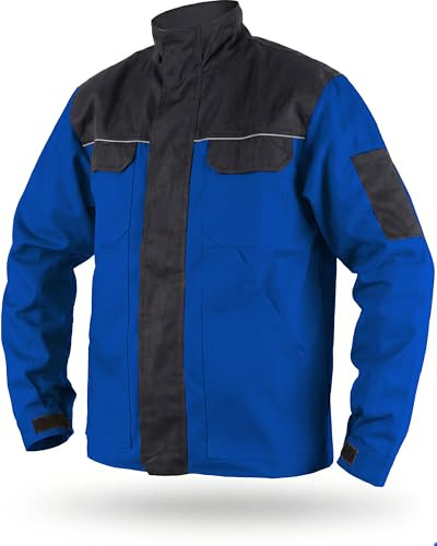 TMG Arbeitsjacke Herren mit reflektierenden Streifen – auch in Übergrößen erhältlich - atmungsaktiv & winddicht, viele Taschen und Bewegungsfreiheit für Baustelle, Werkstatt oder Alltag