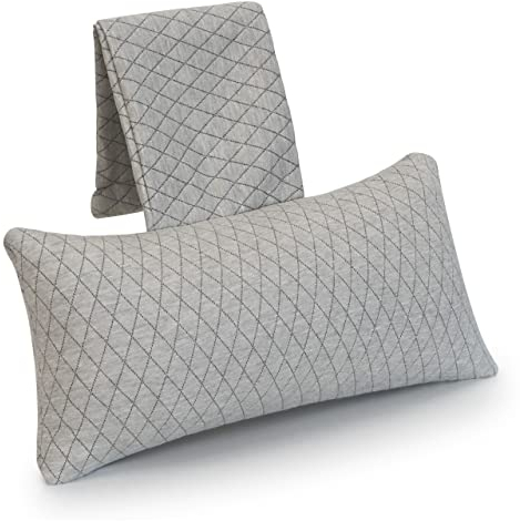 Badum Nackenrolle, Kopfkissen, Nackenstütze für Keilkissen, Stuhl, Sessel, Sofa, Bett, Bürostuhl, Füllung aus dichtem Schaumstoff, waschbarer Bezug, Grau