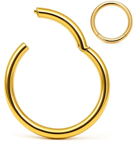 CLICKER SEPTUM NASENRING SEGMENTRING Gelbgold Piercing Ring Scharnier Nase Ohr Helix Tragus Brust Intim Augenbraue Segment Piercingring Klicker Gelb Gold CHIRURGENSTAHL 316L EDELSTAHL STAHL golden