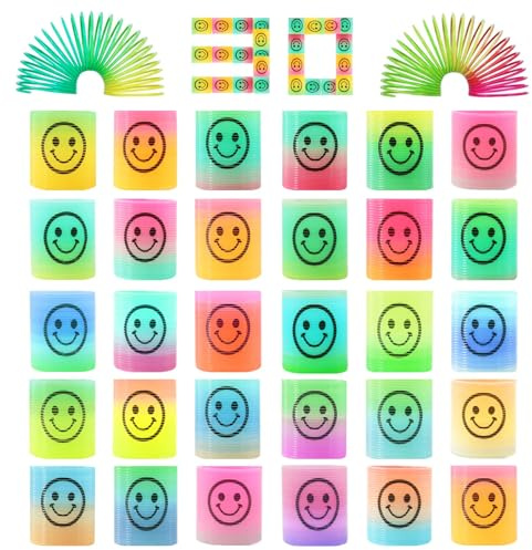 Annhao 30 Pezzi molla giocattolo, Mini Springs Smile Arcobaleno, applica a gadget compleanno bambini, regalini fine anno scolastico, fai da te, Soprammobili