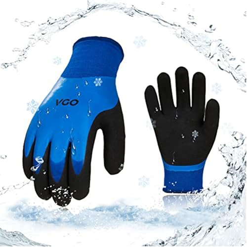 Vgo... 1 Paar Dreifache Latexbeschichtung Winterhandschuhe, leichte Arbeitshandschuhe, wasserdicht, Ölbeständigkeit, Abriebfestigkeit (RB2172F)