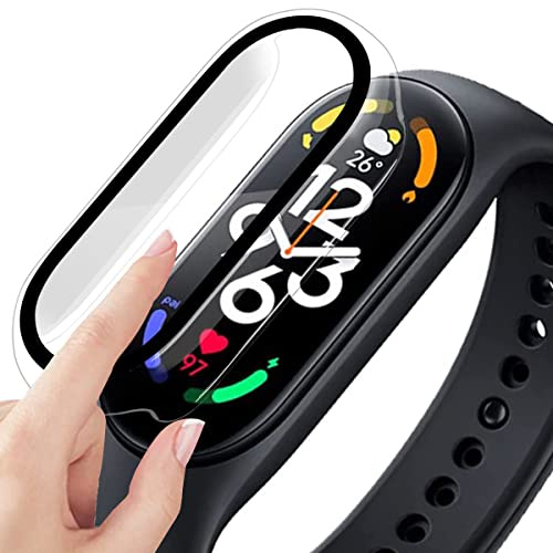 Msm-case Transparente con Fullbody Fitness Tracker Glass Cover Case Set Vintage para Xiaomi Mi Band 7, 9H Dureza PC Case, Bumper, Delgada Funda Completa para Smart Mi Band 7