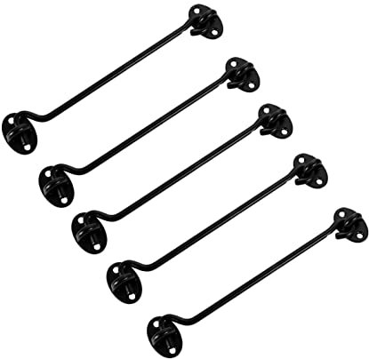 TMPTY Scheunentorverriegelung Hardware Augenhakenverriegelung mit Schrauben Datenschutzhaken Türschloss zum Innentür, Holzzaun, Garagentor, 5er-Pack (Farbe : Schwarz, Größe : 16 in)