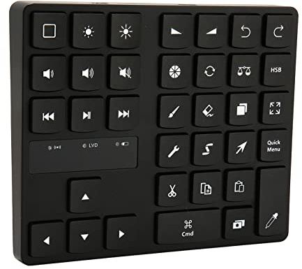 Wireless Keyboard for Procreate, Rechargeable Drawing Keyboard with 35 Shortcut Keys, One Handed Buetooth Keypad for Drawing Shortcuts, Graphic Tablets, Drawing Tablet, Laptop