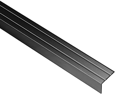 Gedotec Treppen-Kantenprofil selbstklebend | 1 Stück - Stufen-Kantenprofil Aluminium schwarz | 2000 mm | Bodenprofil ungelocht zum Kleben | Winkel-Schutzprofil 25 x 20 mm | Alu-Winkelprofil mit Rillen