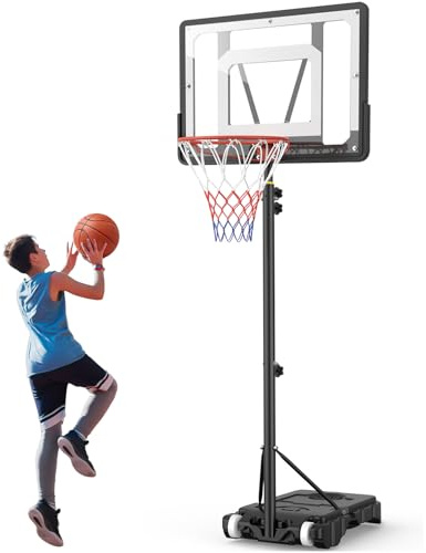 Basketball Hoop and Stand Adjustable: 5ft-7ft Indoor Outdoor Basketball Hoop System with 33 Shatterproof Backboard and Stand Wheels for Kids