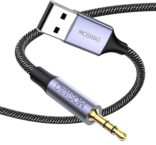 MOSWAG USB to 2.5mm Male Audio Cable Compatible with Bose 700 QuietComfort QC45 QC35II QC35 QC25 Noise Cancelling Headphones, JBL E45BT E55BT E65BTNC Bluetooth Earphone