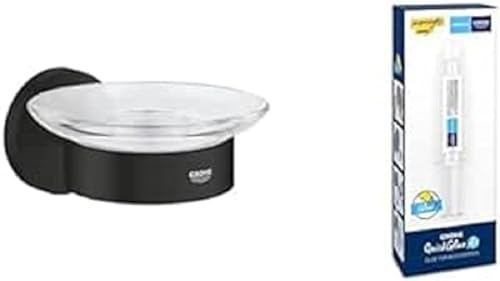 Lot de GROHE Start Porte-Savon, Noir Mat, 411932430 + Kit Colle QuickGlue A1, 41127000