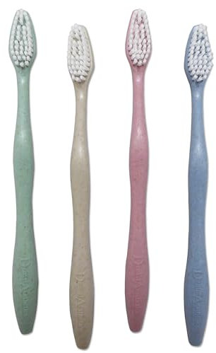 Adult Toothbrushes x 4 ~ Family Bulk Pack 4 Pastel Colours ~ Medium Bristles