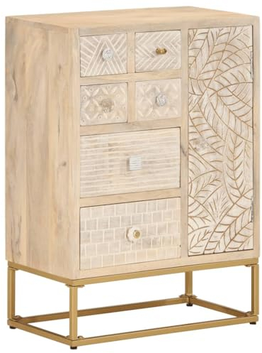vidaXL Sideboard, Kommode mit Eisenbeine Stauraum, Beistellschrank für Wohnzimmer Schlafzimmer, Anrichte Schrank, Massivholz Mango Eisen
