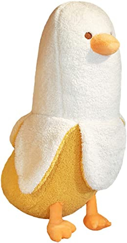 Cute Banana Duck Plush Toy, Funny Plushie Stuffed Animal, Banana Duck Plush Pillow, Hugging Pillow Sleeping Cushion - Soft Gifts for Boys & Girls (White, 30cm)