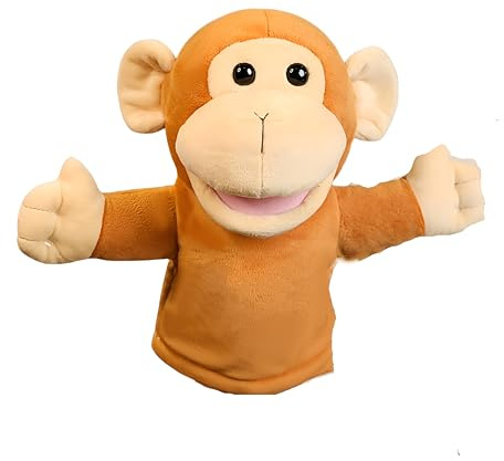 Proumhang Marionnettes à Main avec Bouche Fonctionnelle,Théâtre des Amis des Animaux de la Forêt,Jouet pour Garçon ou Fille,Jouet en Peluche pour Le Jeu Imaginatif,Théâtre Singe 25cm