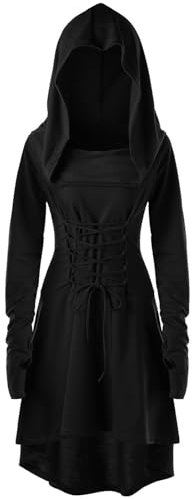 JokeLomple Mittelalter Kleid Mädchen - mit Trompetenärmel Gothic Kleider Bodenlang Schnürkleid Kostüm Viktorianisches Kleid Renaissance Kostüm Faschingskostüme Vampir Verbandkleid für Cosplay