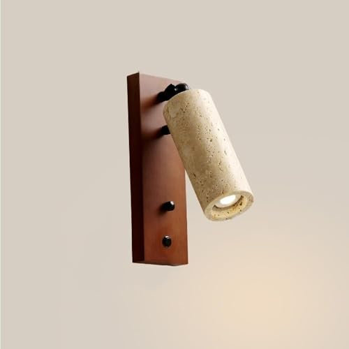 Wandleuchte Innen Wandlampe Naturstein-Wandleuchte, LED, 5 W, dimmbar, moderne Marmor-Wandlampe mit Schalter, rustikale Holz-Wandleuchte, verstellbares Nachttisch-Leselicht for Schlafzimmer und Wohnzi