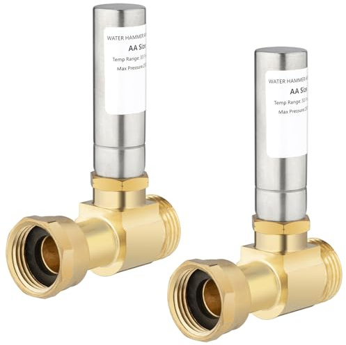 [2 Pieces] Lingmfg Water Hammer Arrestor for Washing Machine, 3/4 Inch Thread Brass LING-WMWHA-SS-S-2