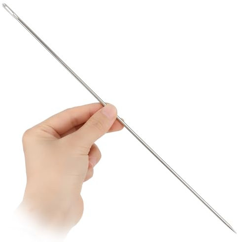 Andibro Agujas de coser largas de 10 pulgadas, agujas de coser con ojal grande, aguja de tapicería profesional, fácil de enhebrar, 3 mm de grosor para el hogar, tapicería de cuero, alfombra bordada
