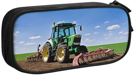 ASPOIJHN Federmäppchen mit großem Fassungsvermögen, doppellagig, Schreibwaren, Aufbewahrungstasche, tragbarer Stift-Organizer für Schule, Bürobedarf, Traktor Farm, Einheitsgröße, Krawattenetui