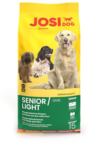 JosiDog Senior/Light (1 x 15 kg) | Senior | Premium Trockenfutter für ausgewachsene ältere wenig aktive Hunde | leicht, ausgewogen & gut bekömmlich | Powered by JOSERA | Hundefutter | 1er Pack