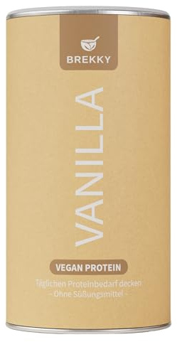 BREKKY – Vanilla Protein Shake – Vegan – Ingrédients 100 % naturels – Sans édulcorant – Parfait comme shake & pour les recettes – Protéines végétales de qualité supérieure – Petit déjeuner &
