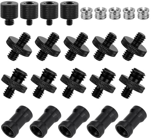 24pcs Mic Stand Adapter, 6 Types Sturdy Mic Thread Adapter Set Camera Stand Adapter Accessories Mic Screw Adapter Parts for Microphones Tripods Cameras Stands