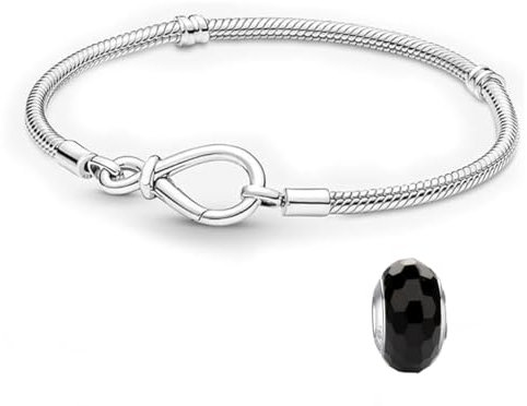 LNQOBU Damen Armband Silber 925 Schlangen Schmetterling Armband mit Funkelnden Herz Verschluss Charms (Mit Einem Spacer Perlen)