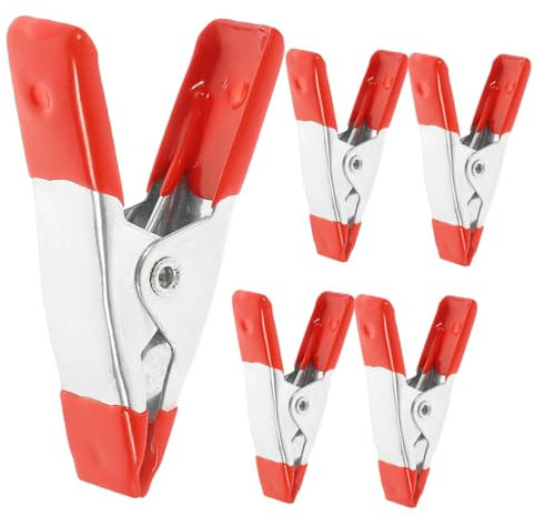 FOYTOKI 5pcs Metal Woodworking Spring Clips Heavy Duty Small Spring Clamps for Woodwork Strong Grip Red 2-inch Suitable for DIY and Camping