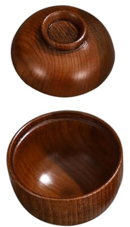 Cabilock Cuenco Japonés De Arroz y Sopa Con Tapa De Madera De Ácido Jinjolero, Pequeño, Multifuncional, Para Servir Comida y Guisos Restaurantes y Hogar