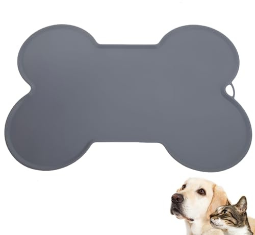 Silikonmatte Napfunterlage Hund 52x37 cm (Gray, M)