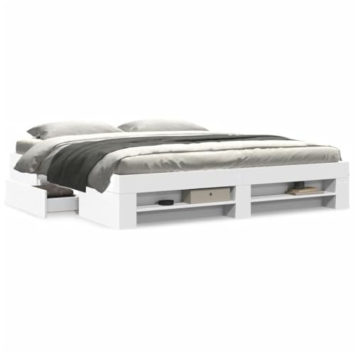 Festnight Bett mit Stauraum 180x200 cm Bettgestell Holz mit Schubladen Holzbett Doppelbett Einzelbetten Jugendbett Bettrahmen Bettkasten Funktionsbett Schlafzimmer Bett Jugendzimmer