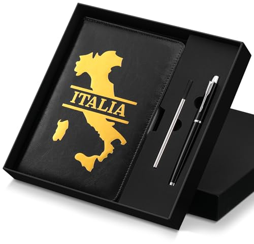 Thenshop Italy Travel Journal Gift Set Leather Journal Notebook with Pen and Gift Box Italy Map Travel Diary Book Birthday Gift for Travel Lovers Travel Planner Traveling Memory Diary