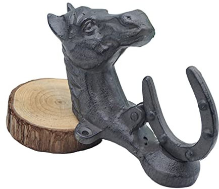 ACRaBoss Llamador Puerta Principal Manija de la Puerta Principal de la Granja de Hierro Fundido, Mural Antiguo Decorado Cubo Retro Cabllamador, con Gancho Y Tornillo de Instalación, Accesorios de Puer
