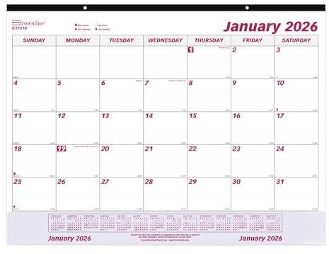 Brownline® 2026 Monthly Desk Pad Calendar, Clear Vinyl Strip, 12 Months, January to December, 22 x 17 (C1731V-26)