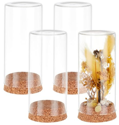 YBAAKZIIR Dôme d'affichage en Verre ， Lot de 4 Cloches en Verre à Long dôme, 6 x 11,4 cm