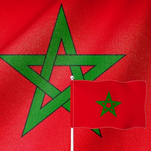 YongFoto Bandera de Marruecos de arpillera de doble cara de 4 x 6 pies, bandera nacional marroquí, costura de cuatro caras, color vivo, duradero, resistente a los rayos UV, resistente a la