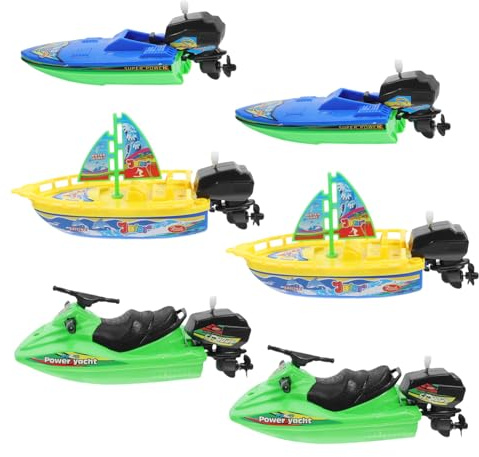 LIOOBO Bateau Jouet Bain en Plastique Multicolore Jouets Flottants pour Bébé Lot De 6 Bateaux Adaptés pour Tout-Petits Amusants