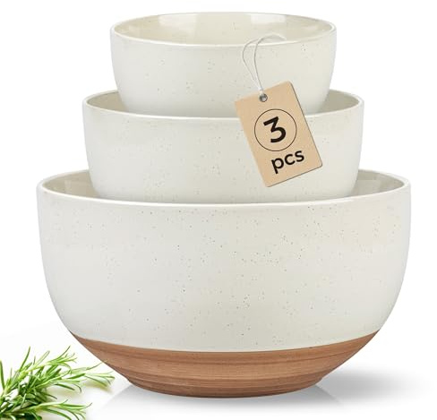 AmorArc Ceramic Mixing Bowls,Stoneware Nesting Bowls Set of 3 for Kitchen