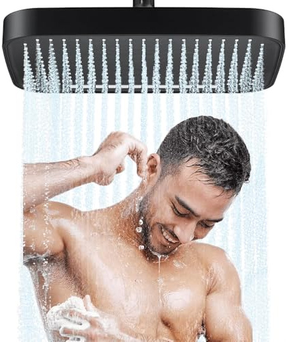 JINYOMFLY Großer Duschkopf Regendusche, 2 Duschmodi Regen Duschkopf Groß, 12 Zoll Grosser Duschkopf Außendusche, Kopfbrause Regendusche Selbstreinigend, Schwarz
