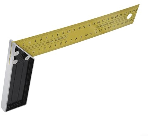 Righello angolare quadrato a 90 gradi in acciaio inossidabile, strumento di misurazione per lavorazione del legno, artigianato in pelle e carpenteria (35 cm)