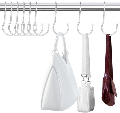 LXUEJIE 12 Stück S Haken ​für Kleiderschrank, 90° Twist Hacken 10cm Geldbörsenaufhänger S-Haken zum Aufhängen Schwerlasthaken Metallhaken Mehrzweckhaken Handtaschenaufhänger Geldbörsenhaken haken