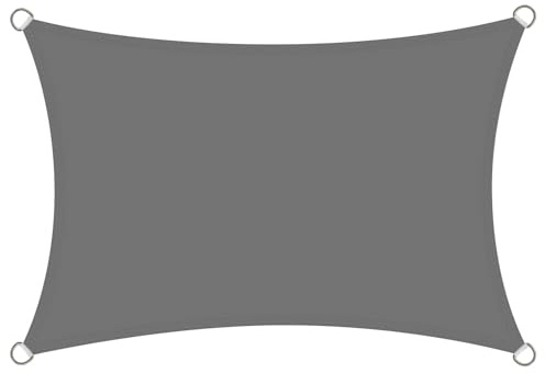 Rivenlo Sonnensegel Wasserdicht Rechteckig 2x4m Sonnenschutz Wasserabweisend 4x2 Meter PES Polyester Segel mit UV Schutz für Balkon Garten Terrasse Grau