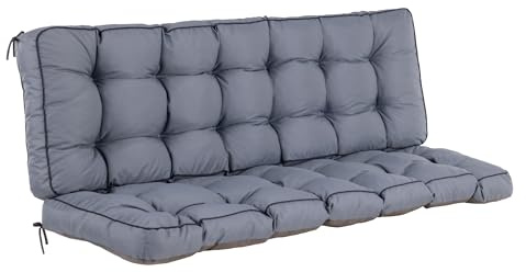 PATIO Graue Hollywoodschaukel Auflage 175 cm Livorno Sitzpolster mit Rückenlehne gesteppt Befestigungsschnüre