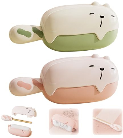 FOSDICK 2 Stück Mini Wiederverwendbare Fusselrolle Tierhaare, Waschbare Tierhaarentferner Kleidung, Tragbar Kleiderroller Fusselroller, Klein Lint Roller für Kleidung Sofa Bett Entfernt Tierhaare