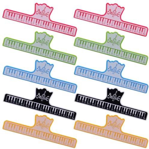 10 Pièces Pince à Partitions Piano, Support de Pages en ABS | Pince à Ressort Métallique, Texture Mate Antidérapante, Format Compact et Portable pour Livre et Score