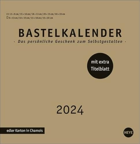 Bastelkalender 2024 Premium gold groß. Blanko-Kalender zum Basteln mit extra Titelblatt für eine persönliche Gestaltung. Foto- und Bastelkalender 2024.