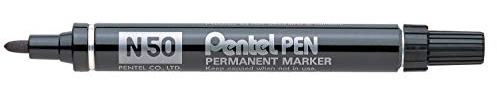 PACK OF 3 PENTEL N50 PERMANENT MARKERS - BLACK - BULLET TIP 1.5-2mm LINE. N50-A