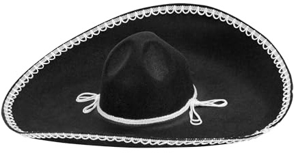 W WIDMANN MILANO Party Fashion, Mexikanischer schwarzer Sombrero, authentisches Design, langlebiger Filz, unisex, pflegeleicht, verstellbare Größe, perfekt für alle festlichen Anlässe